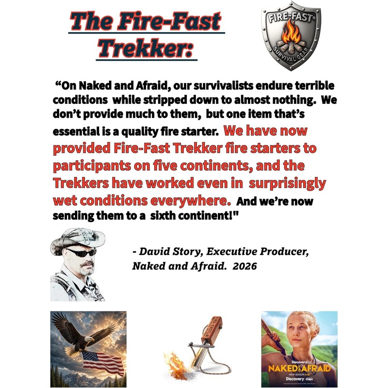 Fire-Fast Trekker. Best Emergency Waterproof Survival Fire Starter. Magnesium and