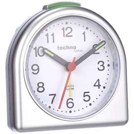 Technoline Quarzwecker Modell SD, silber, analog, nachtleuchtende Zeiger