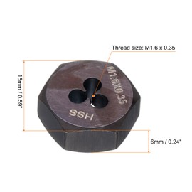 sourcing map Hex Threading Die M1.6 x 0.35 Metric Thread Right Hand High Speed Steel Rethreading Fixed Die Screw Cutting Tapping Repair Tool