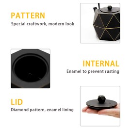 Toptier Cast Iron Teapot, Stovetop Safe Japanese Cast Iron Tea Kettle, Diamond Design Tea Pot with Removable Infuser for Loose Tea, 30 Ounce (900 ml), Black