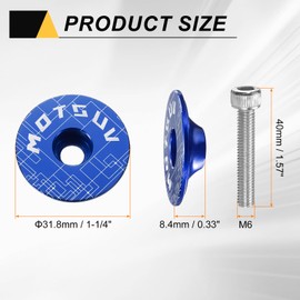sourcing map 1 1/4" OD Bicycle Headset Stem Top Cap Aluminum Alloy Cycling Headset Cover Stem with M6 Bolt for Mountain Bicycle Road Bicycle MTB, Blue