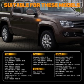 POPMOTORZ Set of 2 LED Side Indicators for VW Golf MK3 MK4 Passat B4 Seat Altea MK1 Ibiza Ford Fiesta MK5 Focus MK2 Skoda Citigo with Canbus Error Free Black