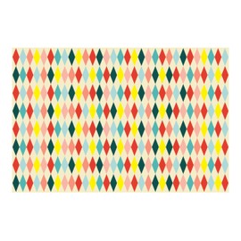 Tovaglia di carta, 180 x 120 cm, colorata, con motivo a rombi, per feste di compleanno dei bambini, feste di circo e compleanno, tovaglia usa e getta
