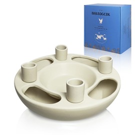 FLAMMUL Ceramic Advent Wreath Taper Candlestick 4 Seats White Candle Holder Elegant Candle Stand for Holiday Modern Home Party Table Décor DIY