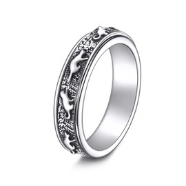 URONE Cat Fidget Ring 925 Sterling Silver Cat Spinner Rings Anxiety Spinning Fidget Jewelry Gifts for Women (7)