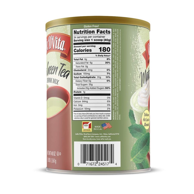 Caffe D'Vita Matcha Green Tea Drink Mix 3 lb. (48