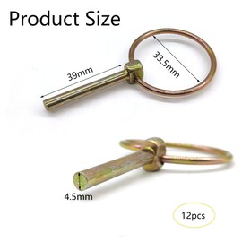 Hayaww 12 x folding pin folding pins, split pins, folding pins, folding pins, assortment bolts, folding pins with ring, M4.5, for trailers, tractors, agricultural vehicles