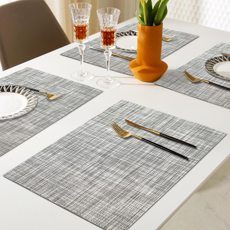 LRartdeco Modern Table Runner Grey White Table Runner Washable Heat-Insulated