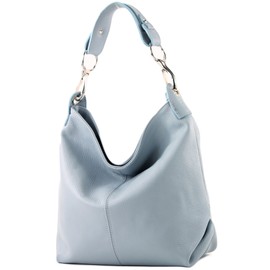 modamoda de - T168 - ital shoulder bag made of leather (Ice blue)