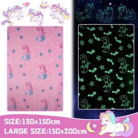 Cuddly Blanket Children, Unicorn Blanket, Cuddly Blanket, Unicorn Gifts for Girls, Super Soft and Warm Blanket, Bed Sofa, Fluffy Unicorn Blanket, Pink (Mermaid, 130 x 150 cm)