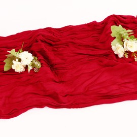1 Pack Bright Red Cheesecloth Table Runner 10FT Boho Gauze Rustic Cheese Cloth Table Runner, 35x120 Inches for Birthday Party Baby Shower Wedding Party Decorations