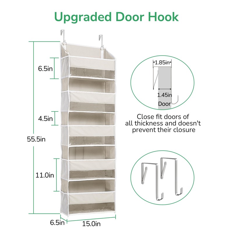ULG 1-Pack Over Door Organizer with 5 Large Pockets 10