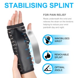 AOOWU Wrist Support Splint Brace, Adjustable Carpal Tunnel Wrist Support Brace with Metal Splint, Breathable Wrist Support per Relieves Pain from Carpal Tunnel, Sprains, and Tendonitis (S, Right)