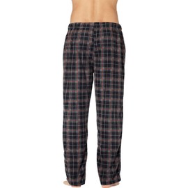 INTIMO Mens Microfleece Plaid Lounge Pant, Black, Large