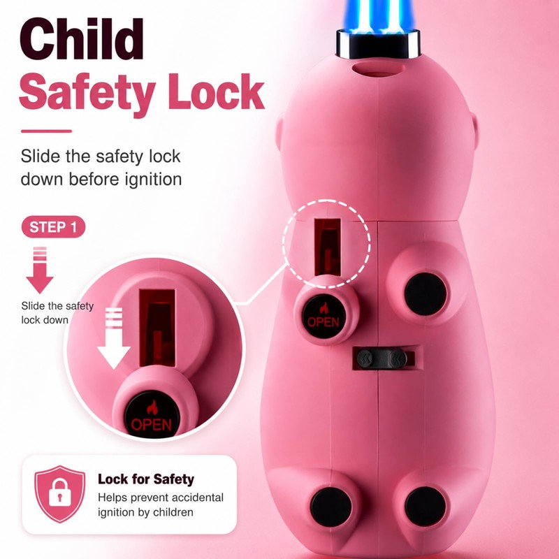 Torch Lighter Cute Pig Shape Creative Desktop Ornament, Dual Jet