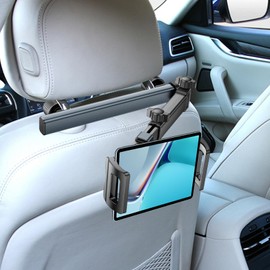 Car Headrest Tablet Holder | Aluminum Alloy 360 Degree Rotatable Headrest Phone Mount | Automotive Interior Accessories, Multifunctional Backseat Cellphone Bracket for Road Trip