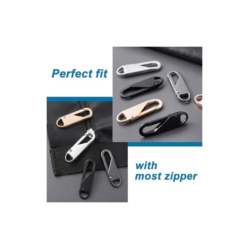 12 PCS Zipper Pull Replacement (Upgraded Metal Spring Design), Detachable