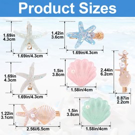 PAGOW 7 Pcs Starfish Hair Clips, Crystal Seashell Hair Clips, Sea Star Ponytail Holder, Crystal Wedding Headpiece Hair Accessories For Women, Bride
