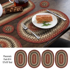Homespice - Cider Barn Oval Rustic Placemats, Perfect Hand Braided Placemats of Jute Use as Country Style Dining Placemats - Absorbs Water, and Lays Flat - Durable Placemats Set of 4, 13x19 Inches