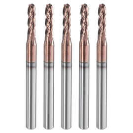 sourcing map 5 Pcs Ball Nose End Mill 4 Flute 3/32" Diameter 1/8" Shank Tungsten Carbide AlTiN Coated Spiral CNC Router Bits 3/8" Cutting Length Single End Ball for Carving Engraving Grinding