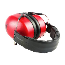 TIMCO Foldable Ear Defenders - Adjustable ear cups for comfort - 30.4dB - Padded headband - Red - One Size