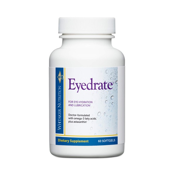 Dr. Whitaker's Eyedrate Hydration and Lubrication Supplement with Omega-3, Omega-7 and Antioxidants, 60 Softgels (30-Day Supply)