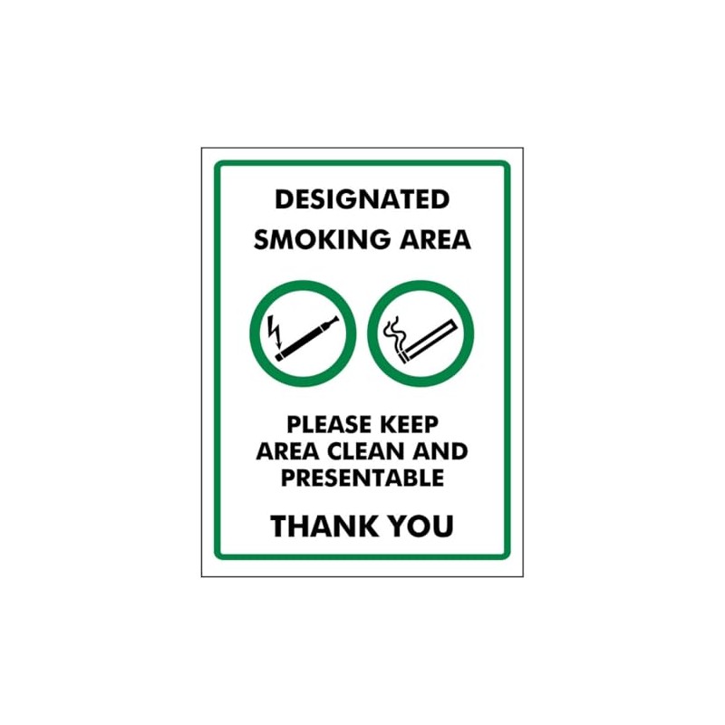 V Safety Designated Smoking area Please Keep Area Clean and