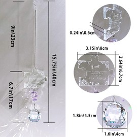 Love Aunt Gifts, Aunt Birthday Gifts from Niece, Engraved Crystal Puzzle Piece Suncatcher, Sun Catchers for Windows Hanging Decoration
