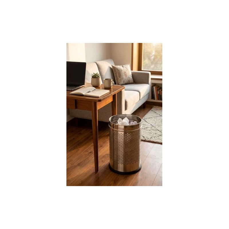 ROYAL SAPPHIRE Stainless Steel Perforated Open Dustbin Stainless Steel Trash