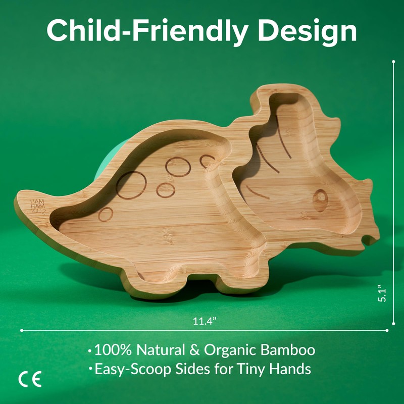 Bamboo Divided Suction Plate Baby - Strong Suction Toddler Plates