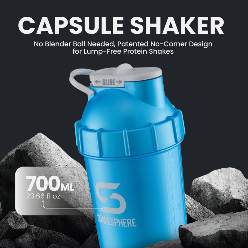 Botella Mezcladora Shaker Shakesphere Original 700ml (Metallic Cyan)