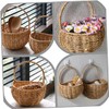 Levemolo 1pc Woven Kitchen Hanging Basket for Garlic Sundries Storage