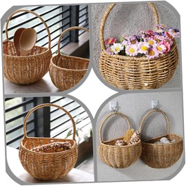 Levemolo 1pc Woven Kitchen Hanging Basket for Garlic Sundries Storage Rustic Versatile Container for Home Office Weddings and Events Stylish Decor Addition