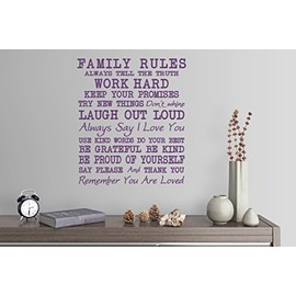 26"x24" Family Rules Always Tell The Truth Keep Promises Work Hard Don't Whin Laugh Out Loud Be Grateful Kind Proud Remember You are Loved Wall Decal Sticker Art Mural Home Decor