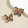 Colorful Rhinestone Butterfly Stud Earrings for Women,Cubic Zirconia Butterfly Hypoallergenic