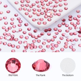 Meibite Rose Flatback Rhinestones, Glass Rhinestones for Nail Art and Craft, Glue Fix, Loose Crystal Gemstones(Rose, SS20, 1440pcs, 4.6-4.8mm)