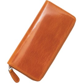 Dom Teporna Men's Wallet, Non-Expanding Long Wallet, YKK Zipper, Large Capacity, 17 Card Slots, Italian Leather, Genuine Leather, Round Zipper, Slim, Thin, Brown