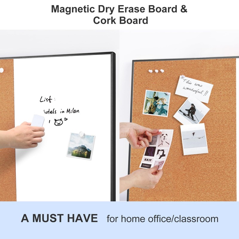 ARCOBIS Cork Board White Board Combo, 36 x 24 Inch