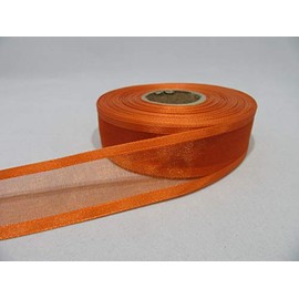 2 metres x 25mm Edged Organza Ribbon Pumpkin Dark Orange Double Sided Satin Edge Sheer 25 mm 2.5cm