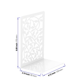 KOHAND 3 Pairs Metal Bookends, White Book Ends for Shelves, Tree of Life Decorative Book Stopper for Home Office Library Bookshelf