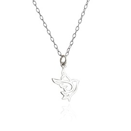 FashionJunkie4Life Sterling Silver Dove Outline Charm Pendant Necklace, 18" Sterling Silver Cable Chain