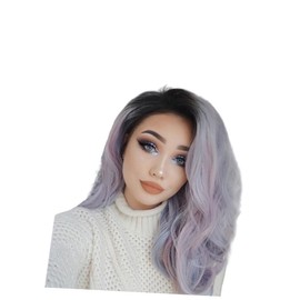 Minkissy Fashion Women Wig Long Curly Hair Wig Human Hair Lace Front Natural Looking Stylish