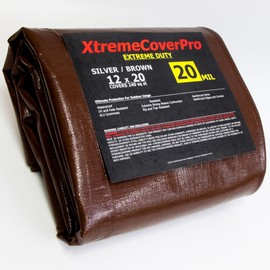 12' x 20' Large Multi-Purpose Waterproof Light Weight Heavy Duty Poly Tarp Grommets Every 24", 20 Mil 12x20Thick, for Home, Boats, Cars, Camping, UV Resistant, Rip/Tear Proof Tarpaulin