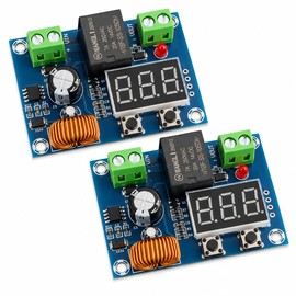 12V–36V DC Low Voltage Cutoff Module, Programmable Battery Voltage Protector with LED Display, Low Voltage Disconnect Switch for 12V/24V/36V Solar, RV, Car, Boat Battery Systems, 2 Pack