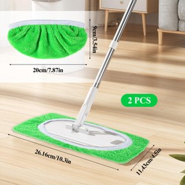 Aeaocvo 2 Pack Microfiber Mop Pads Reusable Mop Pads for Floor Cleaning, Washable Wet Pad and Dry Sweeping Cloths for Mopping Floors (Mop Is Not Included)