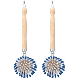 HIC Kitchen Dish Washing Vegetable Scrub Brush, Non-Scratch Nylon Bristles, Set of 2