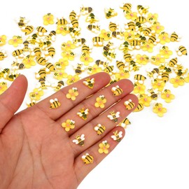 Lyreh 210pcs Mini Bees Figures, 3 Styles Miniature Resin Yellow Bees Tiny Resin Animals for Crafts Dollhouse Fairy Garden Micro Landscape Garden Decor