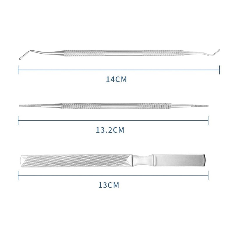 Nail File, Nail Debris Removal, Set of 3, Stainless Steel,