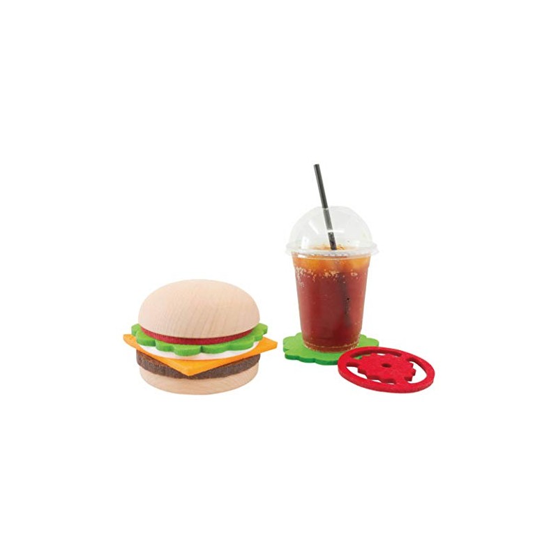 Gourmet Burger Coaster Set - 5 Wool Felt Funny Coasters,