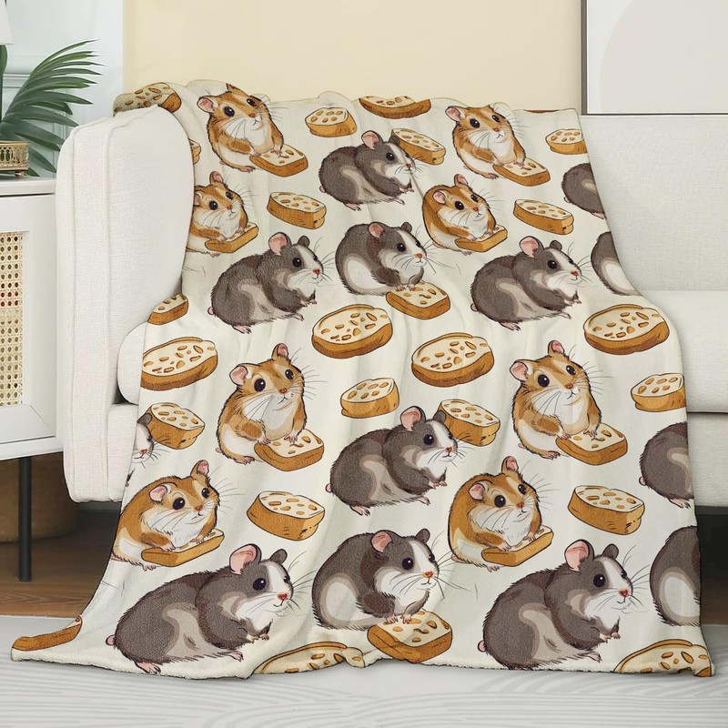 Zeleda Cute Hamster Blanket,Gifts for Cartoon Lovers,Lightweight Flannel Throw Blankets,Adorable